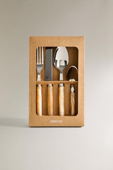 4-PIECE BAMBOO CUTLERY SET - Sand by Zara - Image 3