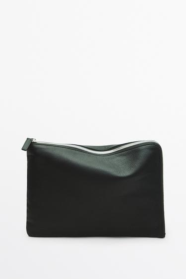 Small nappa leather laptop case — Bottle green 1