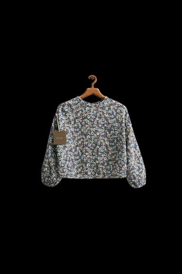 ZARA TIMELESS - BLUSA ESTAMPADA FLORES - Verde / Azul de Zara - Imagen 0