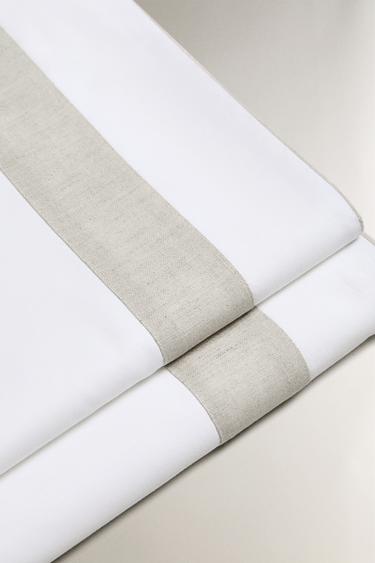 DRAP DE DESSUS COTON LISERÉ - Blanc de Zara - Image 4