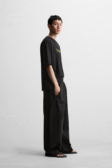 SLOGAN PRINT T-SHIRT - Black by Zara - Image 3
