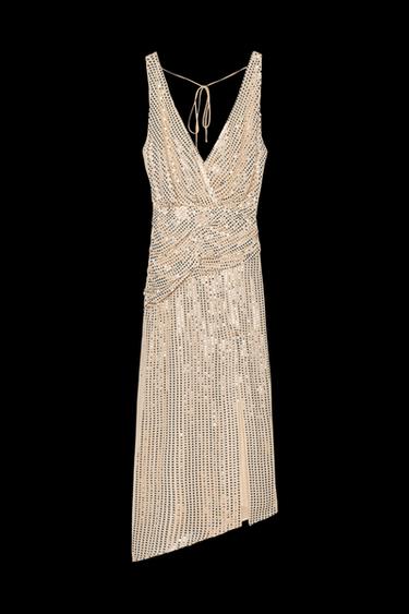 SEQUINNED MIDI DRESS - Gold by Zara - Image 0