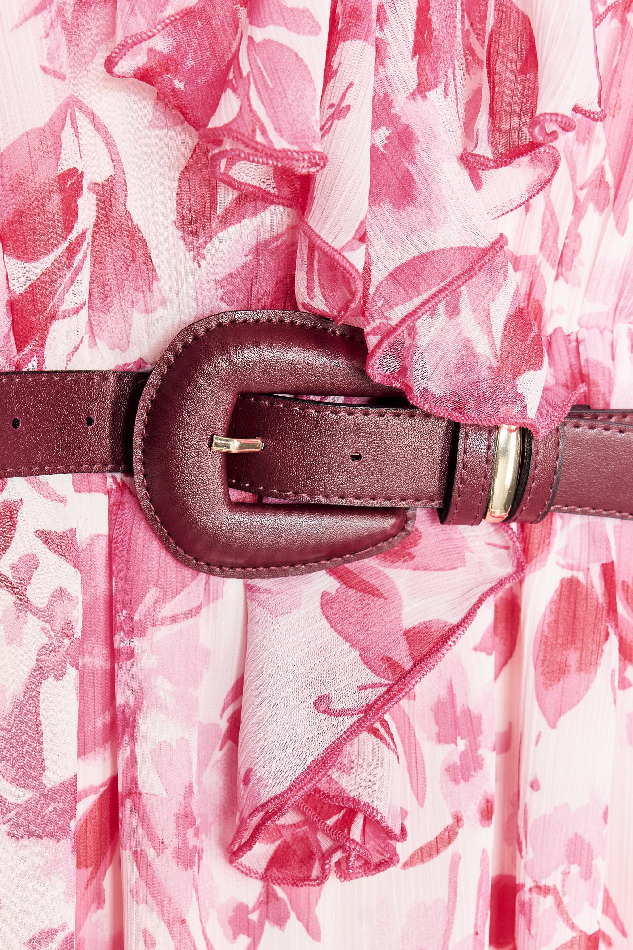 BELTED PRINTED MIDI DRESS - Pink / White | ZARA United States