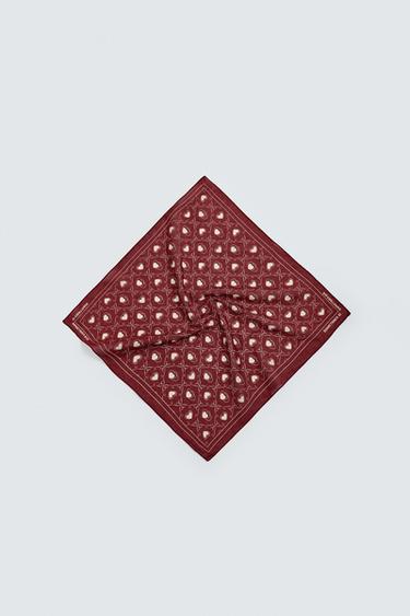 Zara HEART PRINT BANDANA - Red
