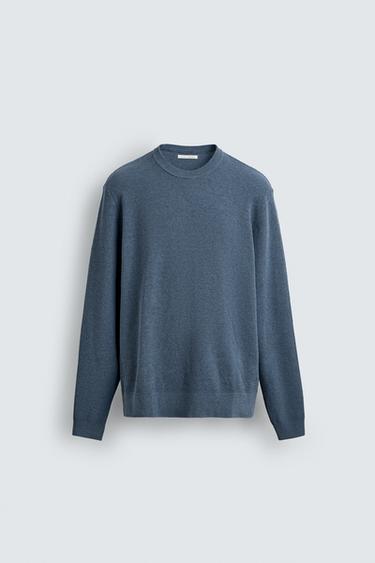 Zara REGULAR FIT TEXTURED JUMPER - Light blue