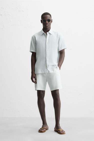 COTTON/LINEN BERMUDA SHORTS - White by Zara - Image 0