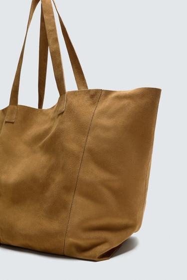 SAC SHOPPER EN CUIR - Marron caramel de Zara - Image 4