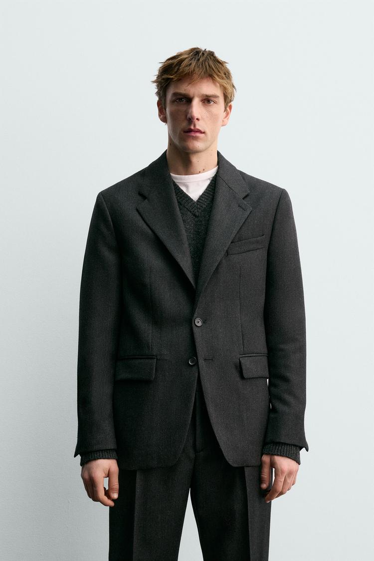 ZARA 100% WOOL TWILL SUIT BLAZER AARON LEVINE X ZARA