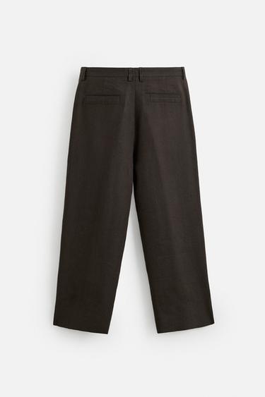 PANTALON RELAXED FIT FENTES - Marron de Zara - Image 6