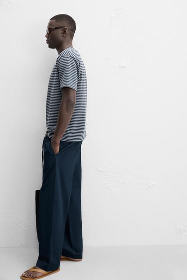 RELAXED FIT STRAIGHT-LEG TROUSERS - Navy blue by Zara - Image 4