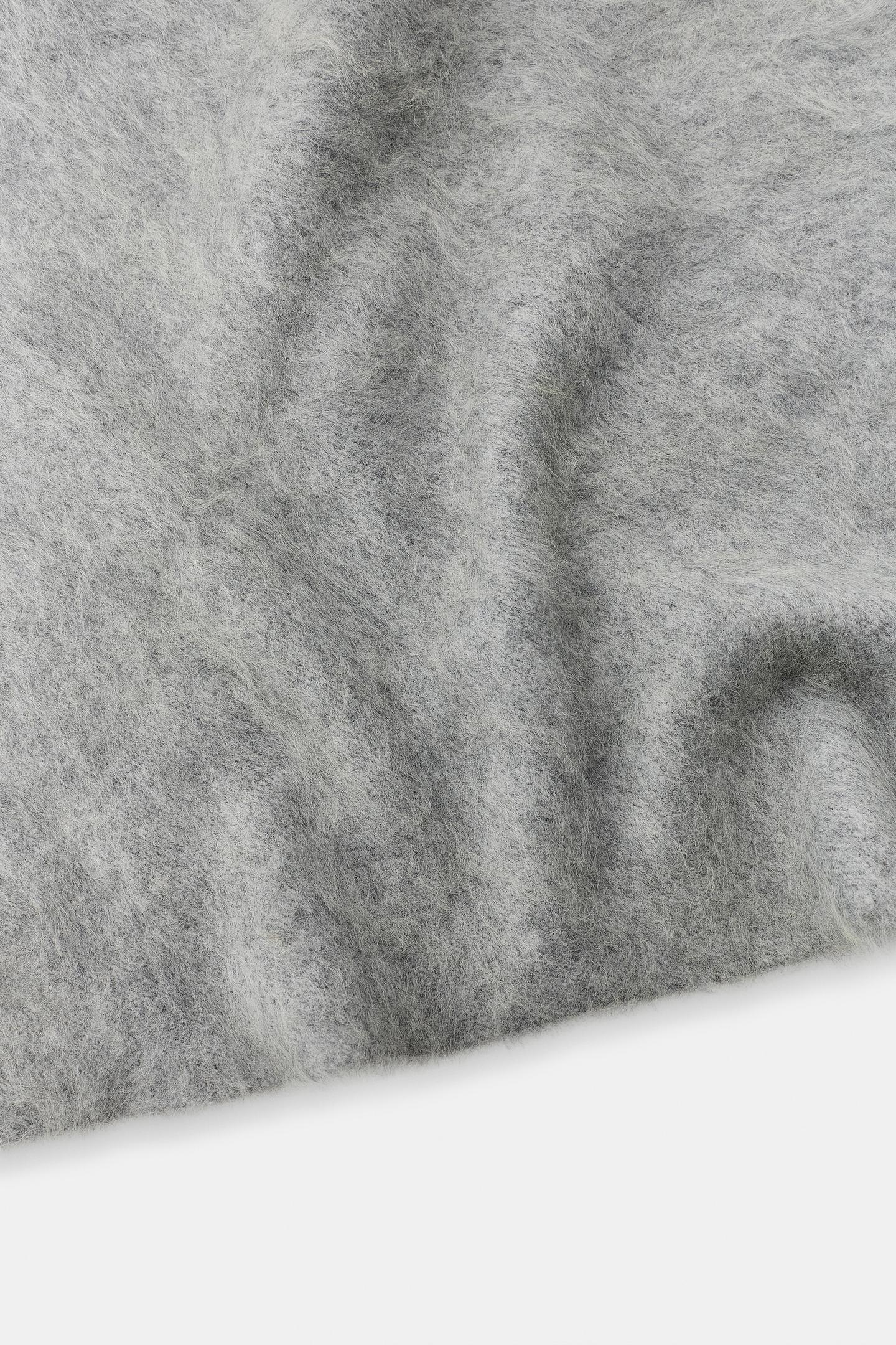 Женский шарф Zara Brushed Effect 100% Wool Triangular, цвет: Серый — фото 5