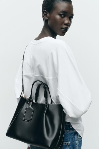 BOLSO SHOPPER PINZAS - Negro de Zara
