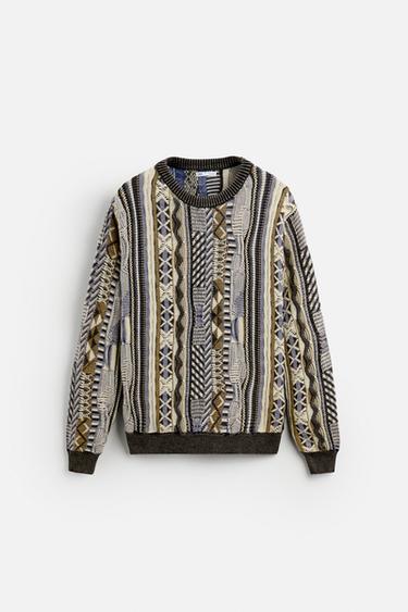 JERSEY JACQUARD ABSTRACTO - Verde de Zara