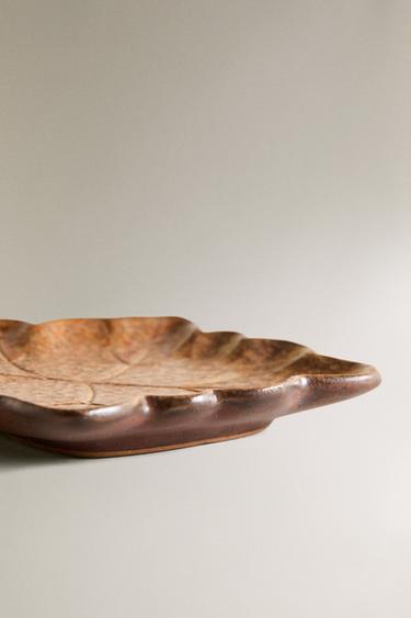 ASSIETTE FEUILLE GRÈS - Écru / Marron de Zara - Image 3