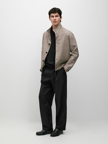 Pantalon relaxed fit à pinces en laine froide - Noir de Zara - Image 0