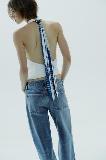 TOP CHALECO HALTER PAÑUELO - Blanco de Zara