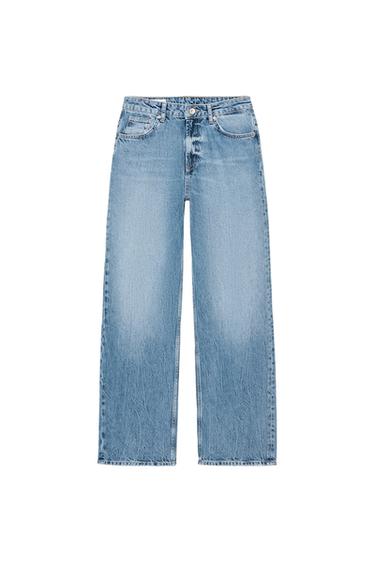 JEANS RECTOS BRILLOS TIRO MEDIO - Azul de Zara