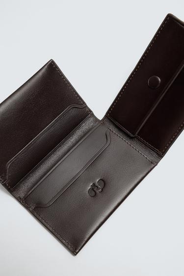 LEATHER FOLDING CARD HOLDER - Brown by Zara - Image 3