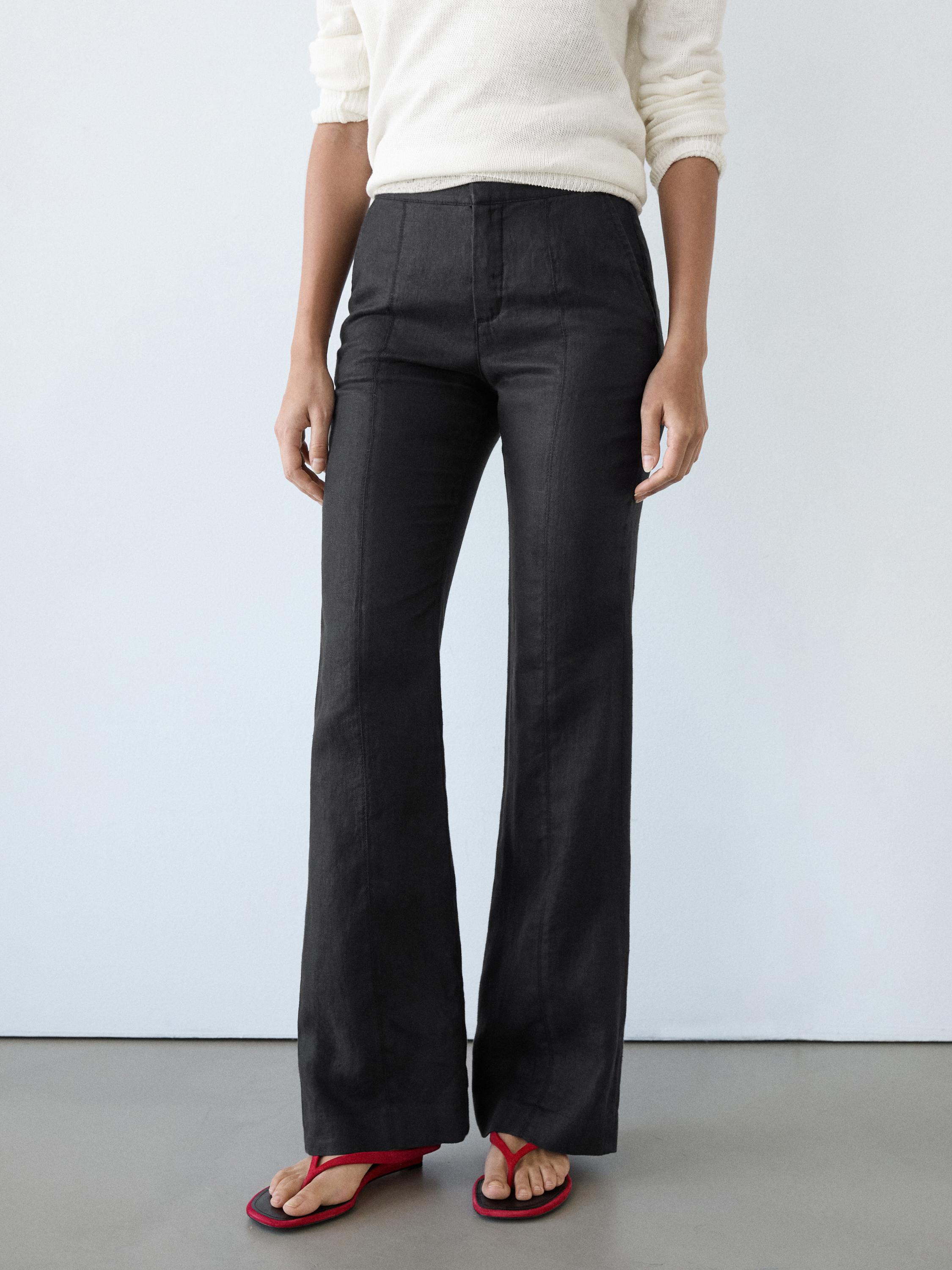 100% linen kick flare fit pants