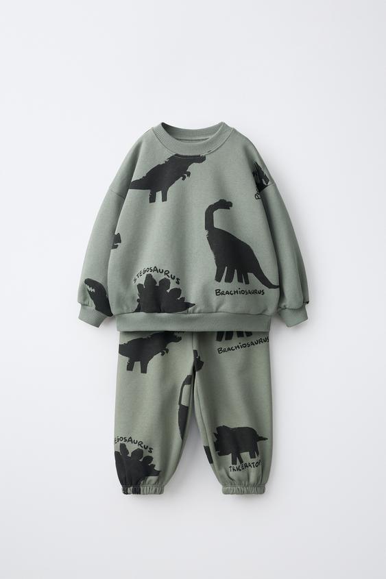 DINOSAUR SWEATSHIRT AND JOGGERS SET - Green-dry by Zara - Image 0