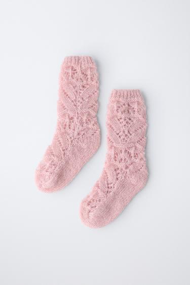 CHAUSSETTES CHAUDES EN LAINE ET ALPAGA - Rose poudré de Zara - Image 3