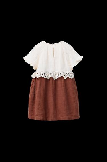 KLEID IN TEXTUR-MIX - Cremefarben von Zara