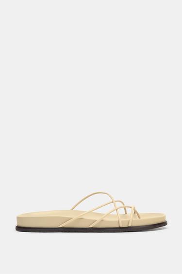 Zara CROSSED STRAP SANDALS - Off White - Image 0