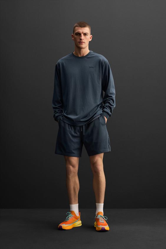 MESH TEXTURED SHORTS - Navy blue | ZARA United States