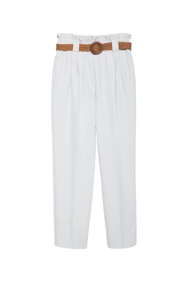 TROUSERS WITH RAFFIA BELT
