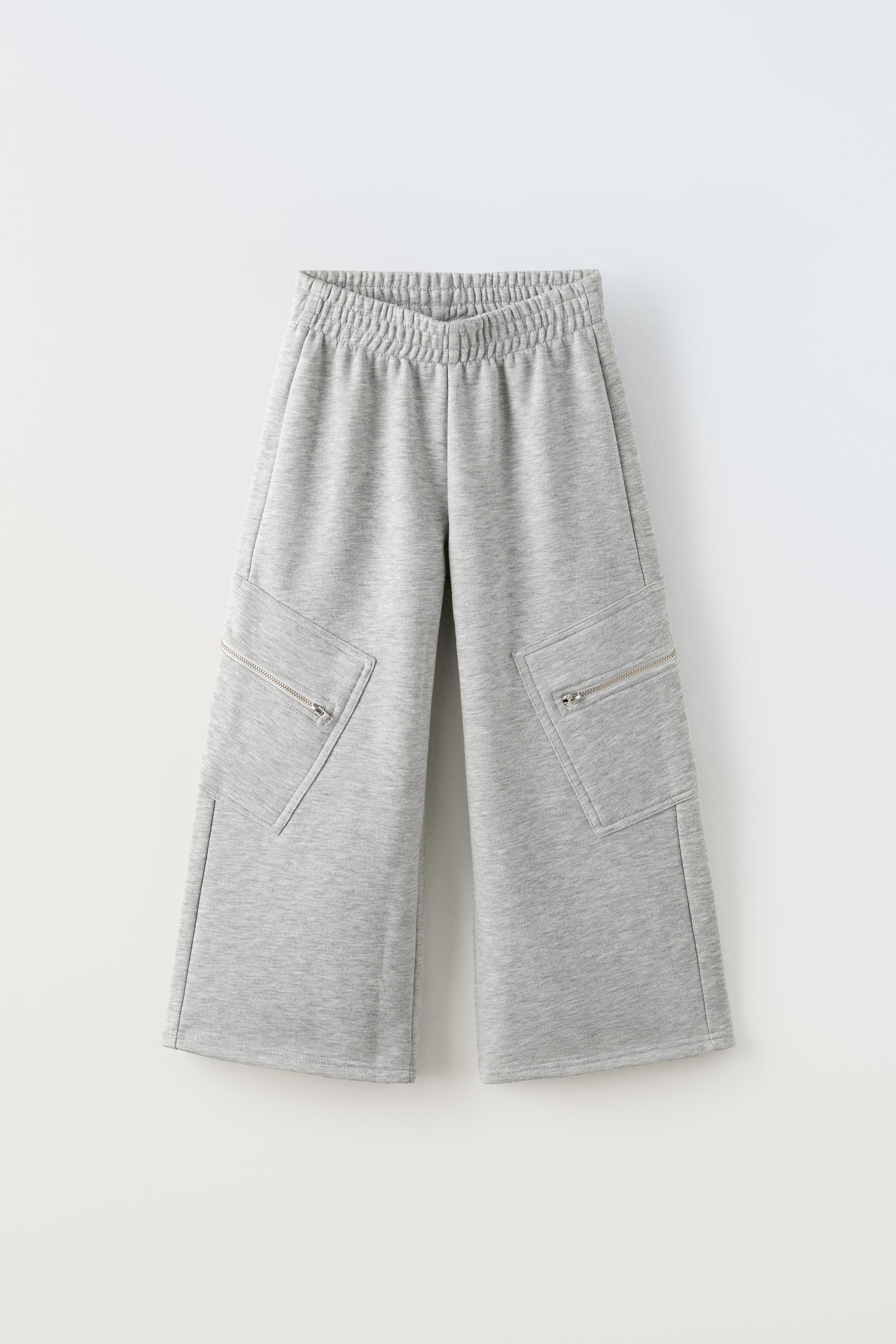 PLUSH TROUSERS WITH ZIPS - Grey marl