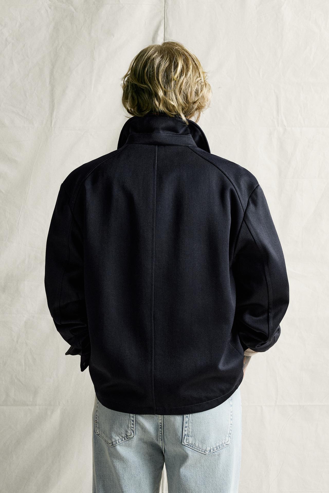 WOOL BLEND REGULAR FIT JACKET — Dark navy
