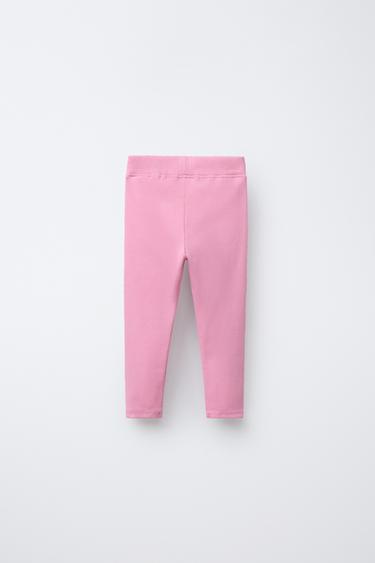 RIBBED LEGGINGS WITH LABEL - Pink by Zara - Image 1