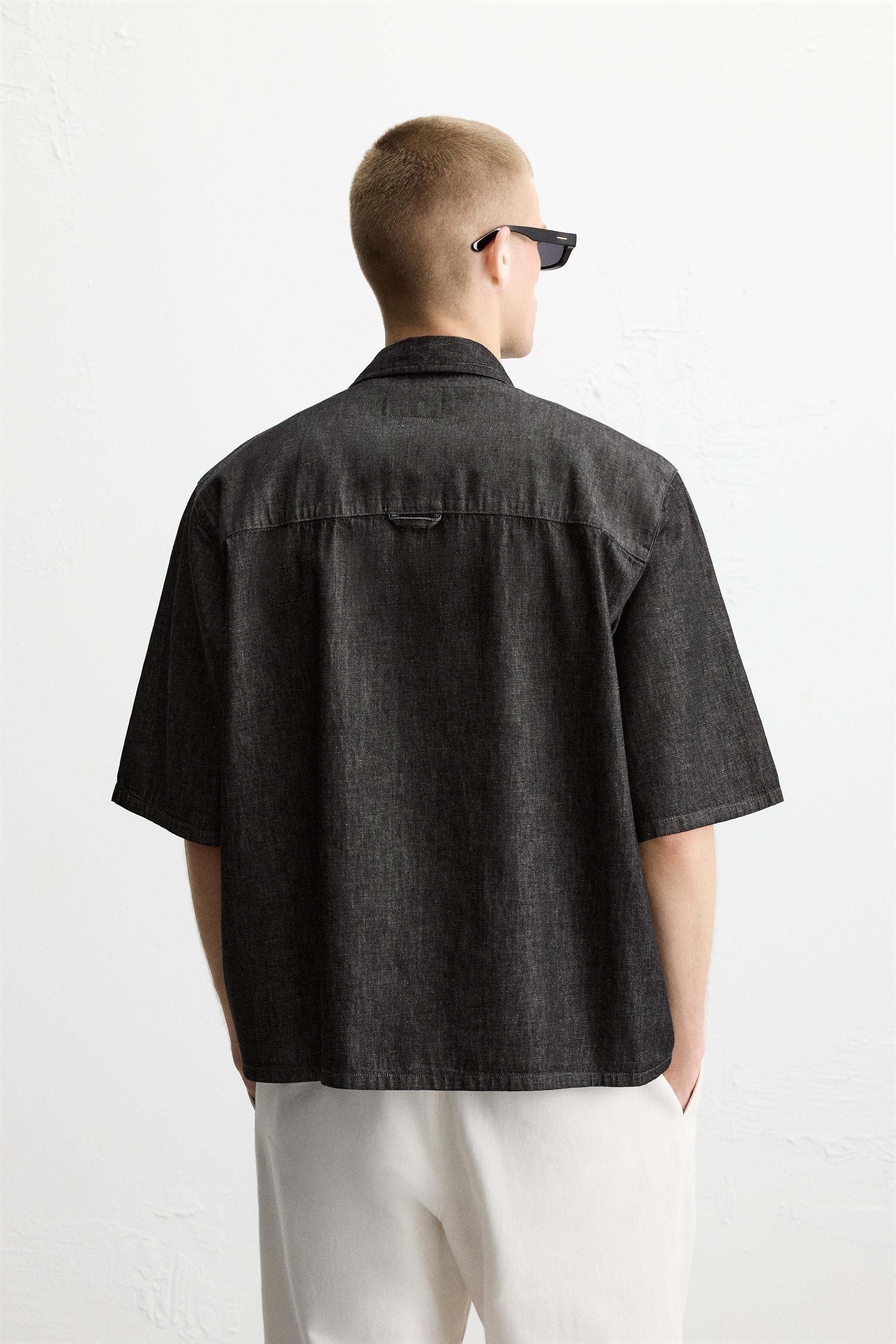 【ZARA】RELAXED FIT デニムシャツ ブラック | 7545/480/800 RELAXED FIT DENIM SHIRT - Black | ZARA United States