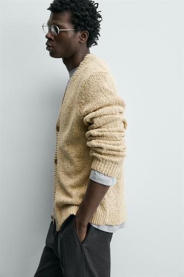 TEXTURED TWISTED YARN CARDIGAN - Light yellow by Zara - Image 6