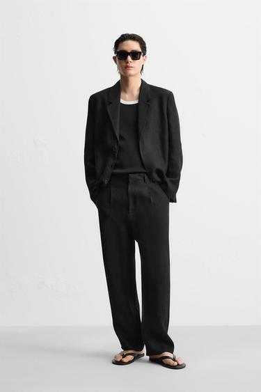 100% LINEN SUIT TROUSERS - Black by Zara