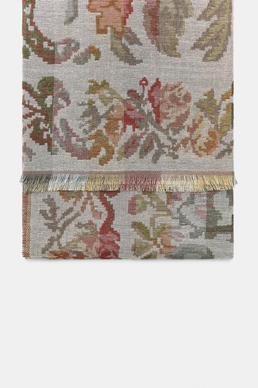 JACQUARD WOOL BLEND FLORAL PRINT SCARF - Ecru by Zara - Image 3