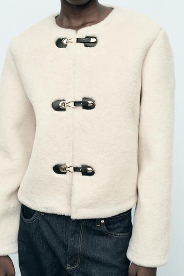 Zara DOUBLE-FACED TOGGLE JACKET - Ecru - Image 0