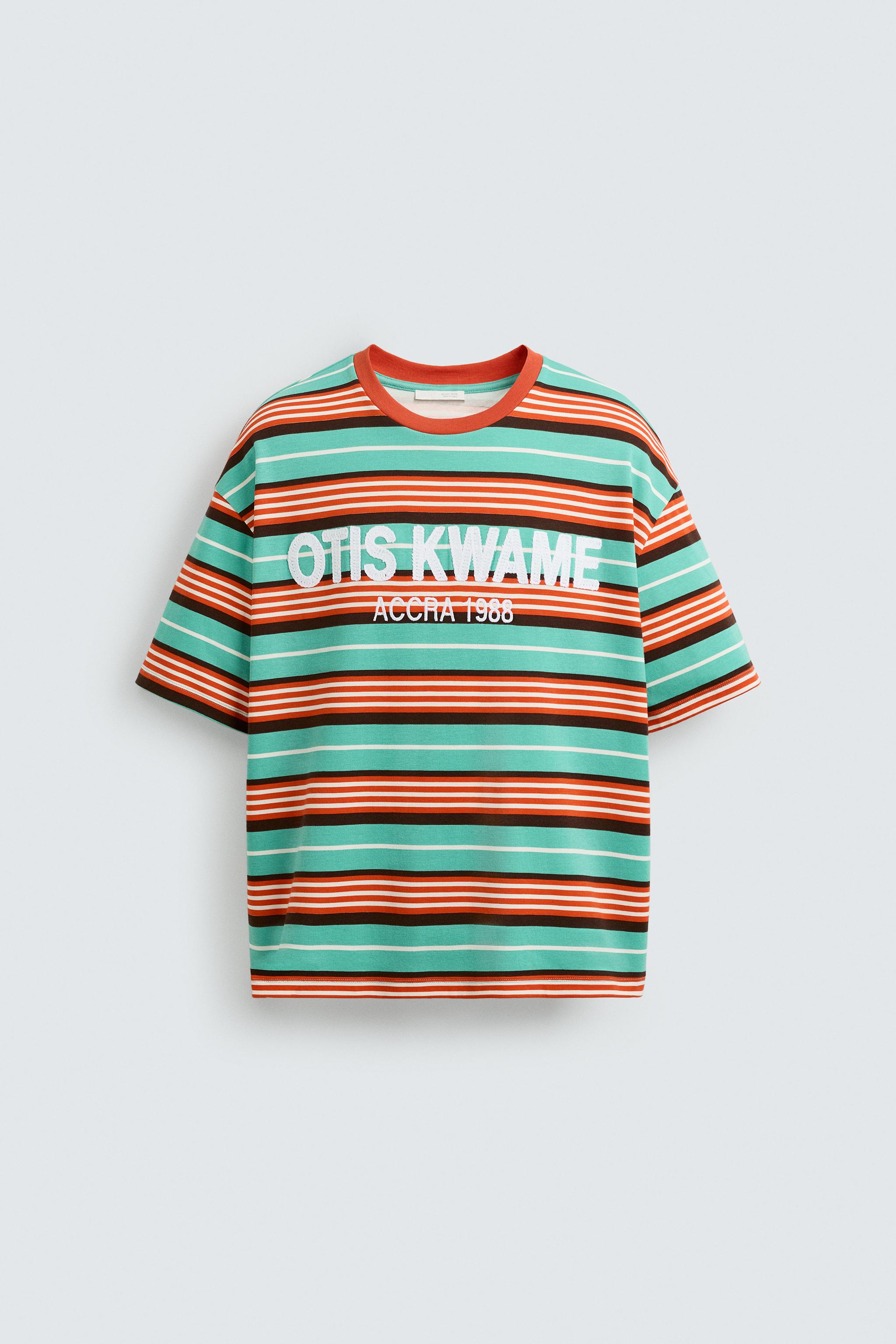 EMBROIDERED STRIPED T-SHIRT © OTIS KWAME KYE QUAICOE - Green