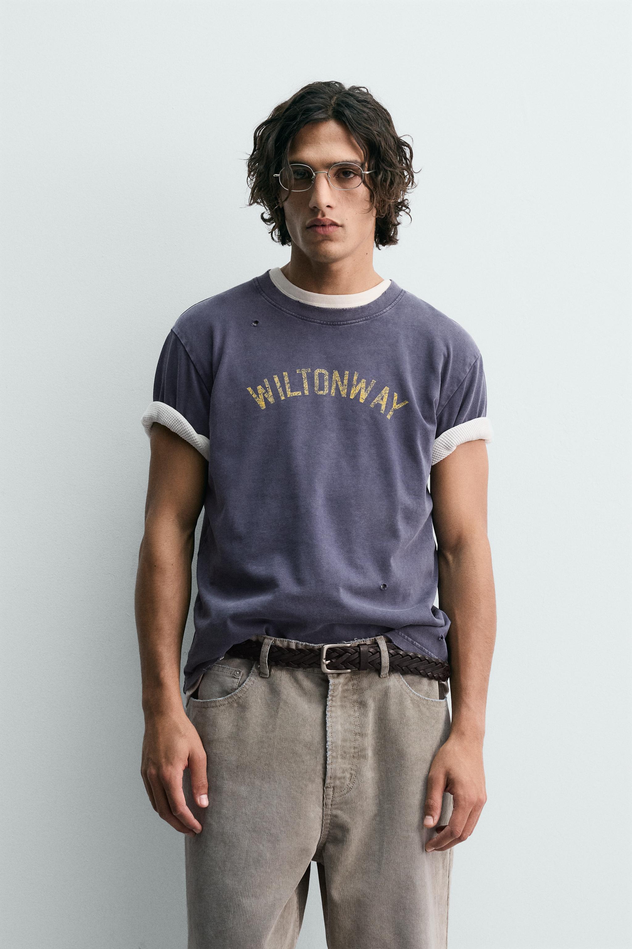 WASHED NUMBER PRINT T-SHIRT