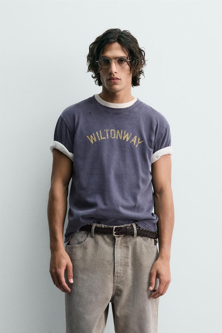 ZARA WASHED NUMBER PRINT T-SHIRT