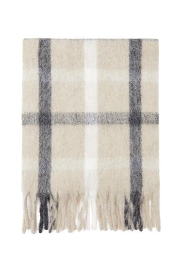 CHECK SCARF WITH FRINGE