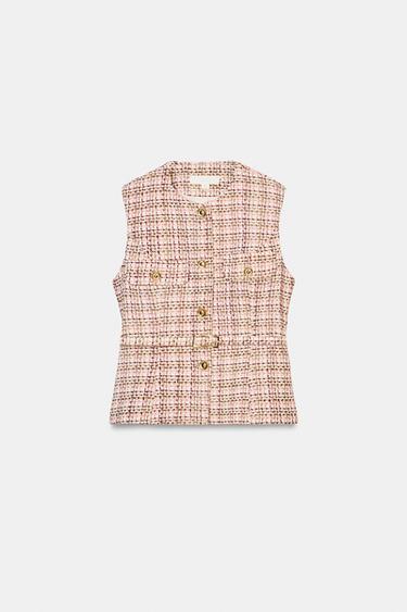STRUCTURED WAISTCOAT WITH METAL BUTTONS - Ecru by Zara