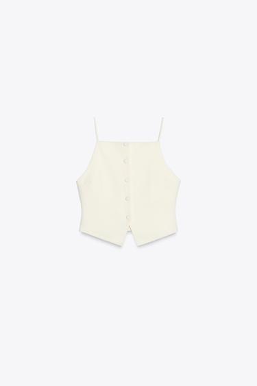 BUTTONED WAISTCOAT TOP - Ecru by Zara