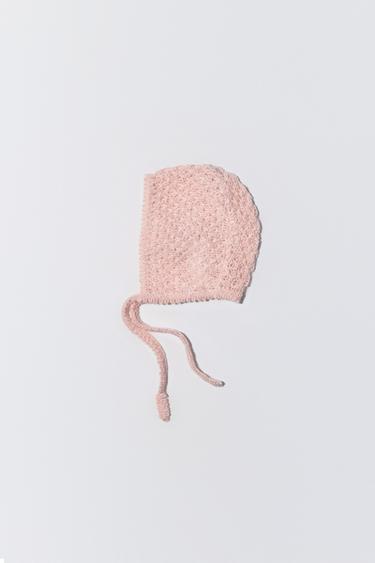 WOOL BLEND KNIT BONNET - Pale pink by Zara