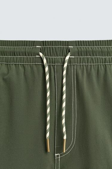 LONG COLOUR BLOCK SWIMMING TRUNKS - Green by Zara - Image 7
