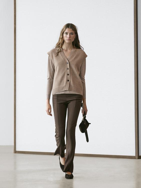 Knit wool blend V-neck vest