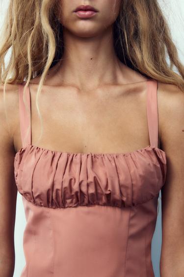 Zara RUCHED CROP TOP - Brown