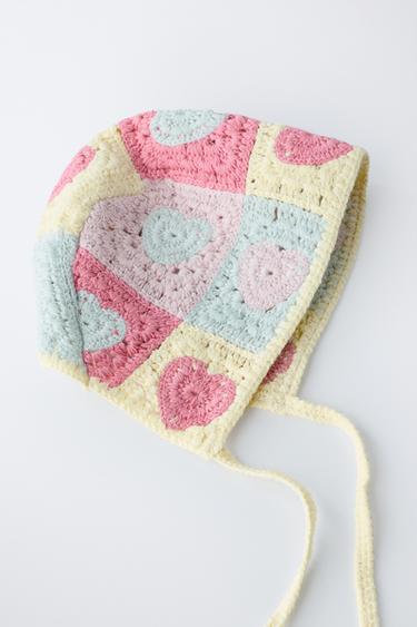 KNIT BONNET WITH CROCHET HEARTS - Multicoloured by Zara - Image 3
