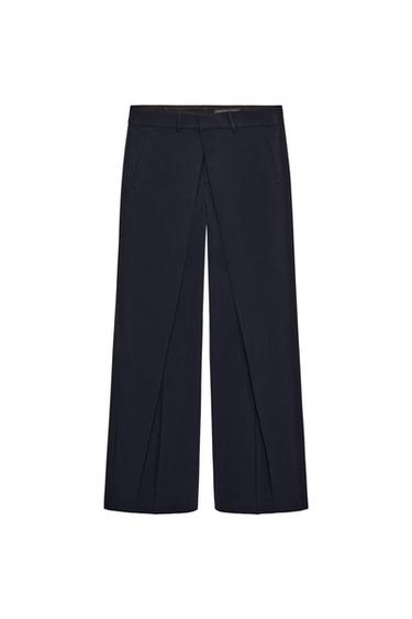 PLEATED WIDE-LEG TROUSERS ZW COLLECTION - Dark navy by Zara