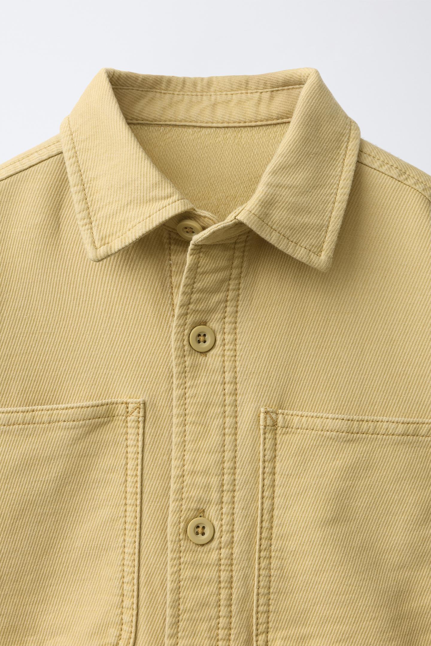Детская рубашка Zara Comfort Overshirt with Pockets, цвет: Горчичный — фото 4